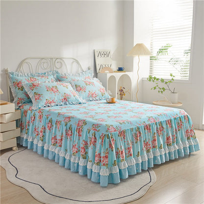 Anais Romantic Floral Ruffled Cotton Bedding Set