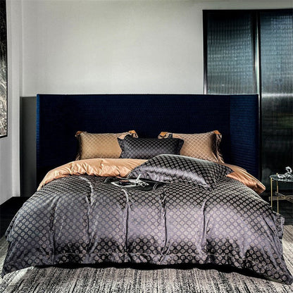 Sophia Black Cotton Satin Bedding Set