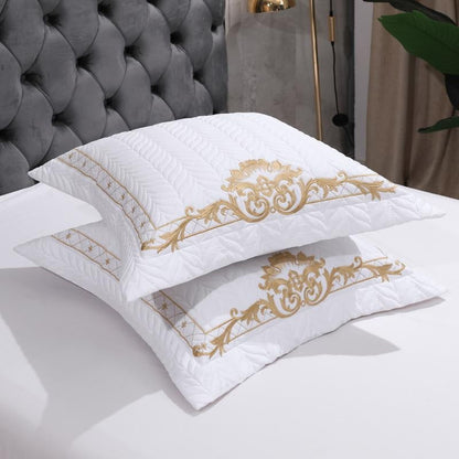 DeLuxxe White Embroidered Luxury Egyptian Cotton Bedding Set