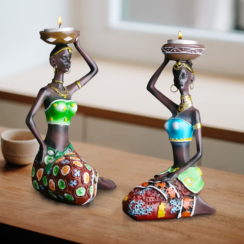 Sculpture de bougeoir représentant une femme africaine