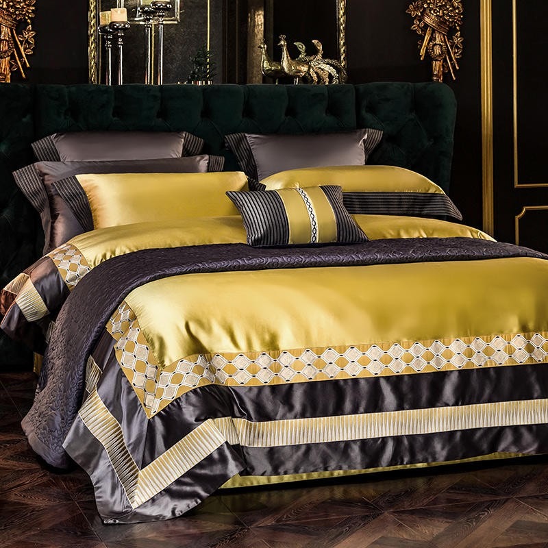 Amarilla Luxury Embroidered Egyptian Cotton Satin Bedding Set
