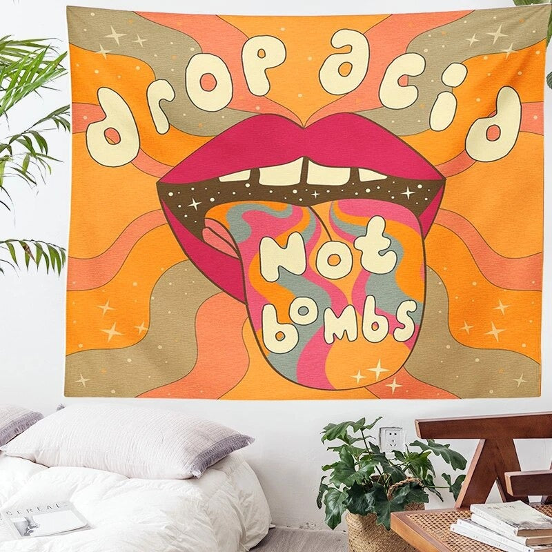 Drop Acid Not Bombs Tapestry AESTHETIC_Indie SUB CATEGORY_Tapestries