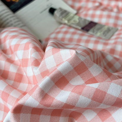 Peachy Pink Gingham Bedding Set