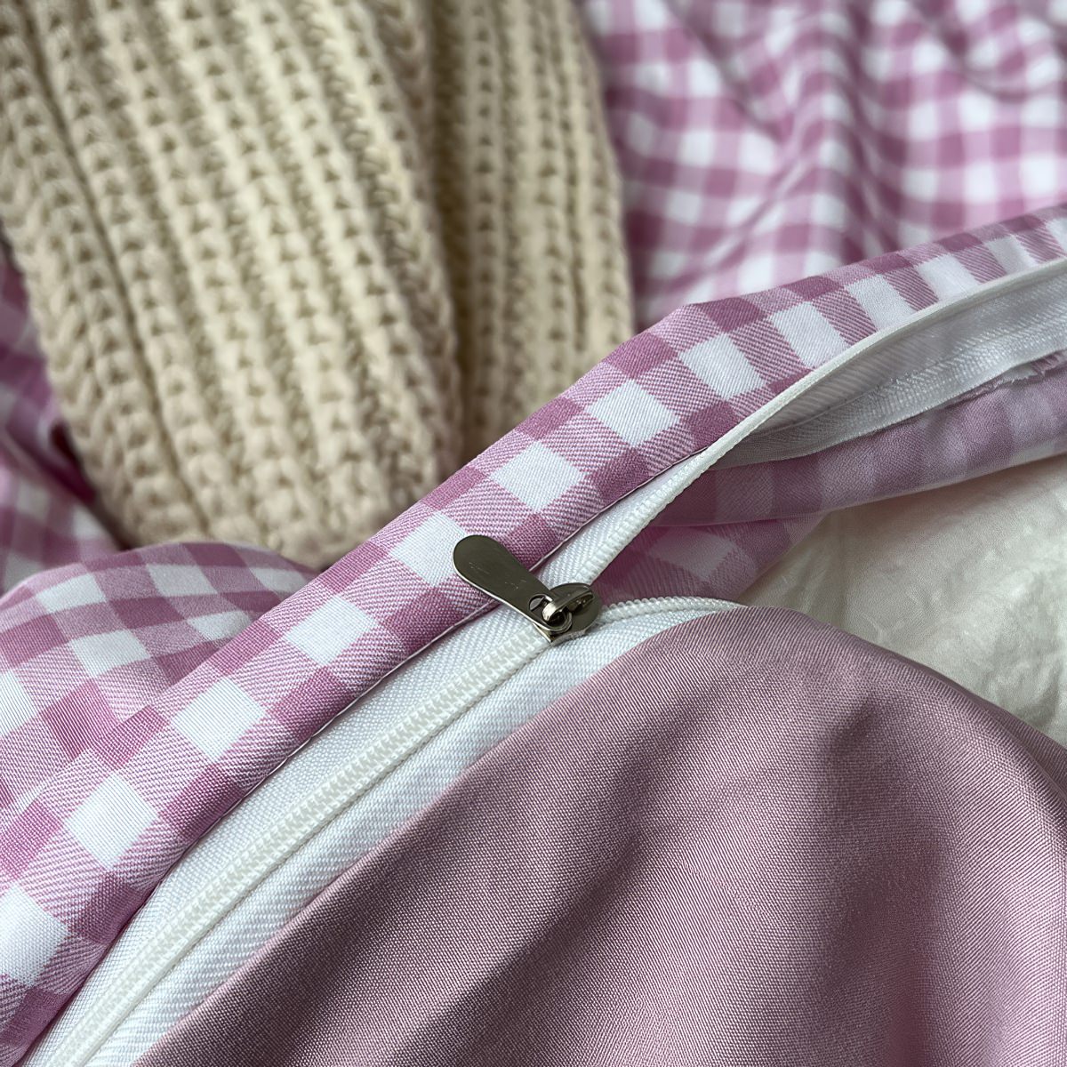 Dusty Purple Gingham Bedding Set