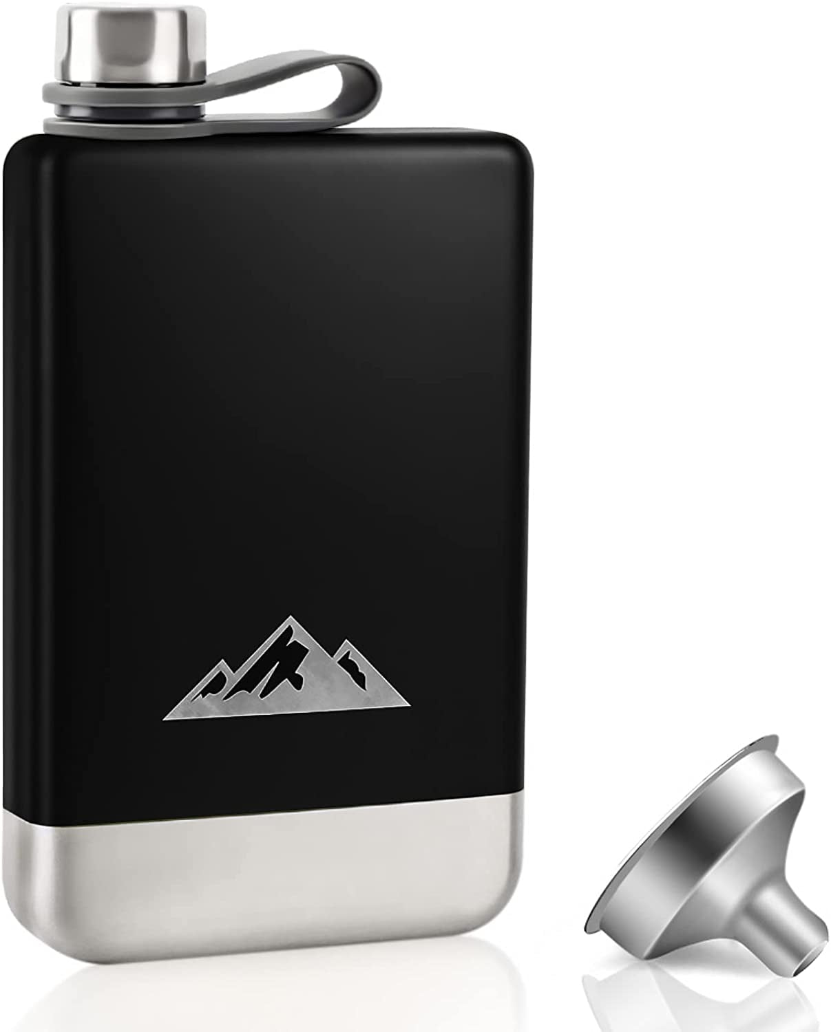 KWANITHINK Flask for Liquor for Men, Stainless Steel Camping Flask 8 Oz with Funnel, Black Hip Flask Whiskey Flask with Integrated Steel Cap for Outdoor/Hiking/Climbing, Father'S Day Gfit for Men Bar Tools Bar Tools & Drinkware Dining & Entertaining Flasks Home & Kitchen Kitchen & Dining