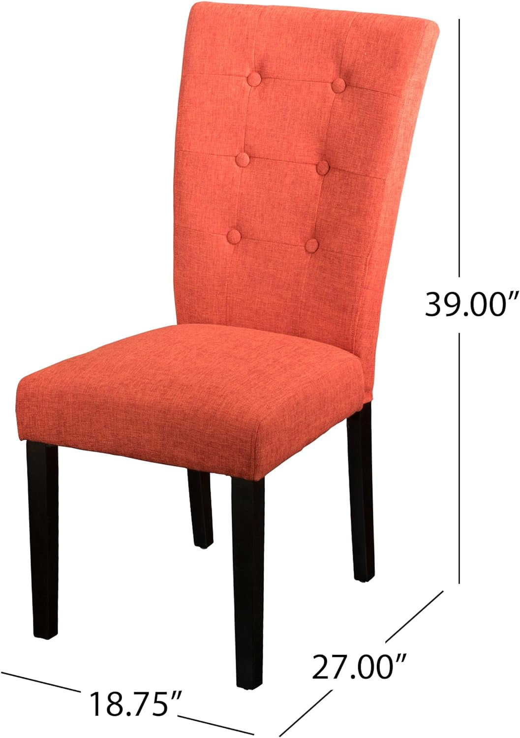 Christopher Knight Home Angelina Fabric KD Dining Chairs, 2-Pcs Set, Deep Orange Chairs Dining Room Furniture Furniture Home & Kitchen