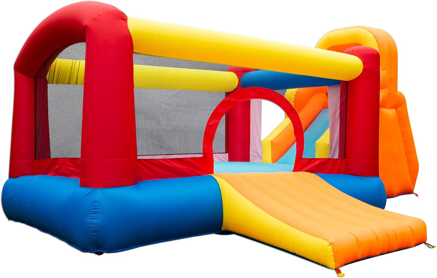 Banzai Double Slide Backyard Bouncer Outdoor Inflatable Slide & Bounce House W/Climbing Wall, Blower Motor, Ground Stakes, & Storage Bag Inflatable Bouncers Sports & Outdoor Play Toys & Games