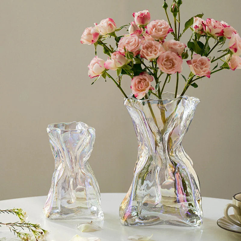 Sculptural Crumpled Glass Vase