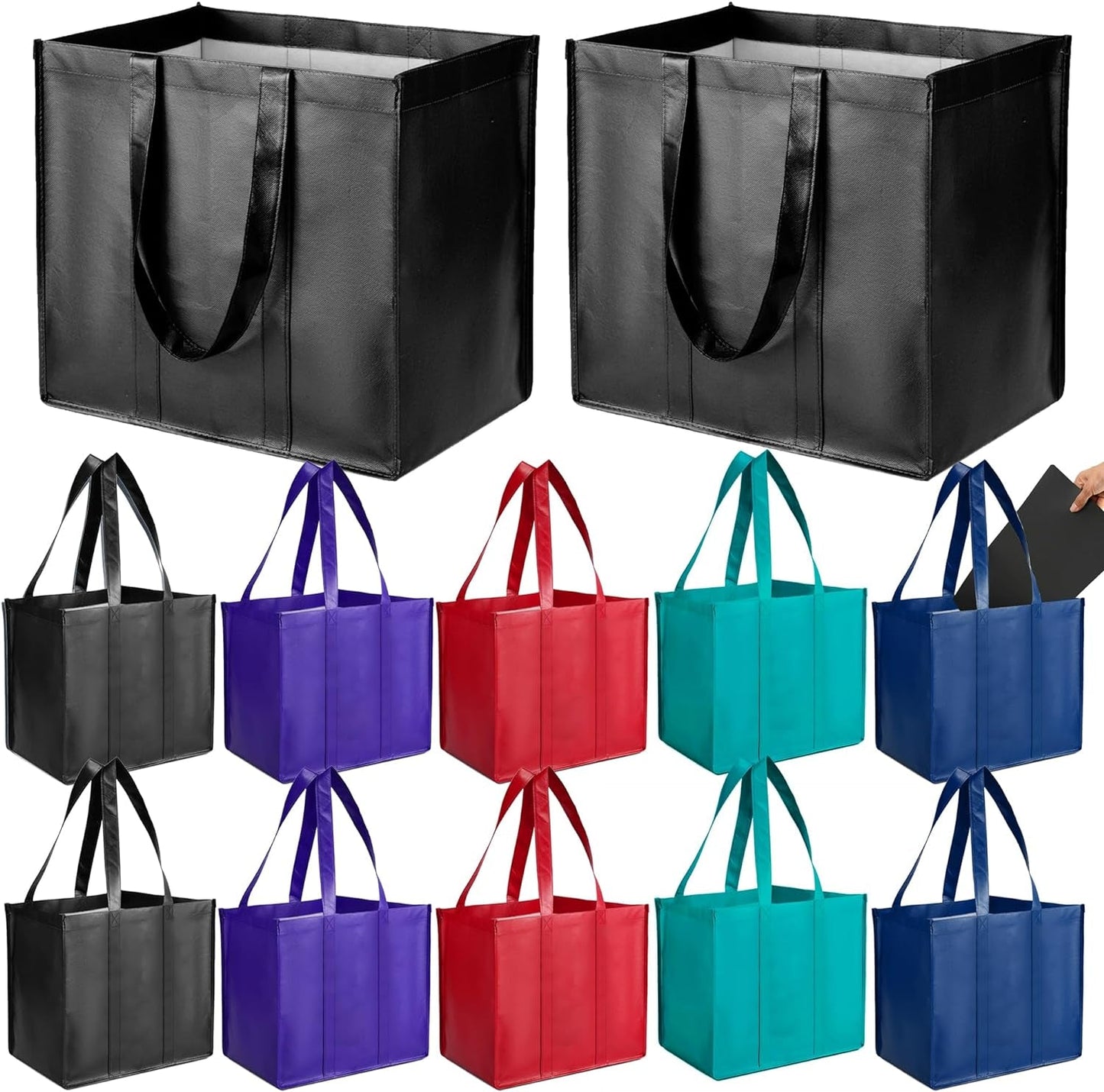 Beegreen 6 Pack Reusable Tote Bags for Shopping Large Gift Bags Lightweight Farmer Market Grocery Shopper Bag with Long Handle Cute Geometric Design Black Grey Pink Green White Home & Kitchen Kitchen & Dining Reusable Grocery Bags Storage & Organization Travel & To-Go Food Containers