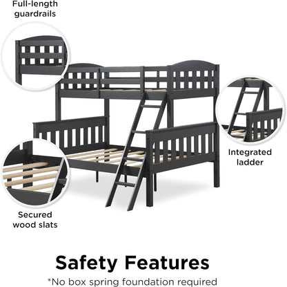 DHP Airlie Twin-Over-Full Bunk Bed with Ladder, Grey Bedroom Furniture Beds Frames & Bases Furniture Home & Kitchen