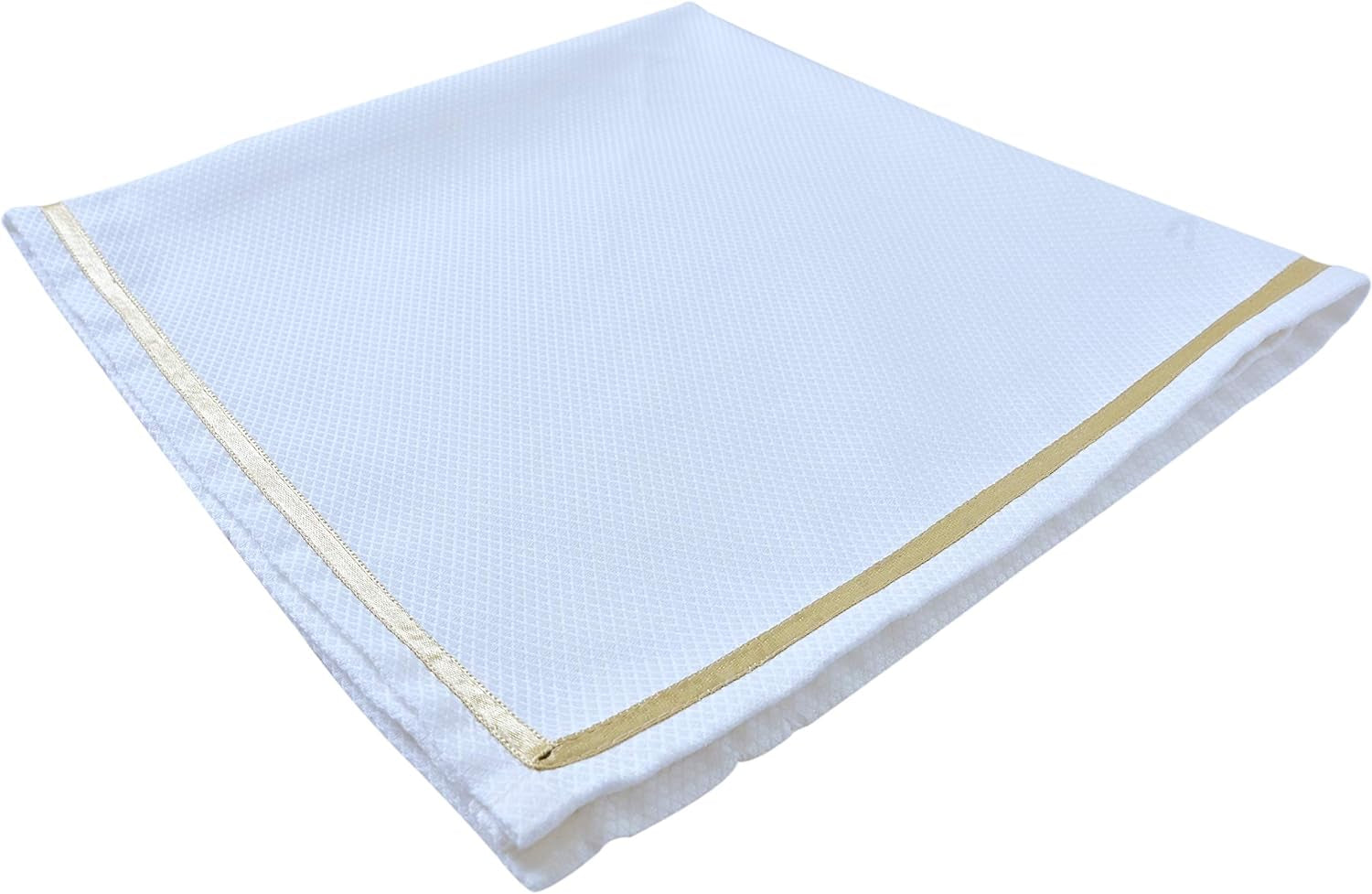 ATOSII 'Kohinoor' Home Linen 100% Cotton Cloth Napkins - 20 X 20 Inch (White) Oversized Dinner Napkins - Set of 4 - Handcrafted with Gold Satin Trim - Soft Napkins Perfect for Gifting Cloth Napkins Home & Kitchen Kitchen & Dining Kitchen & Table Linens