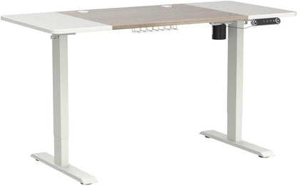 Height Adjustable Electric Standing Desk, Sit to Stand Desk Home Office Computer Desk, 55 X 24 Oak and White Top, White Frame Furniture Home & Kitchen Home Office Desks Home Office Furniture