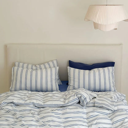 Crisp Nautical Pinstripe Washed Cotton Bedding Set