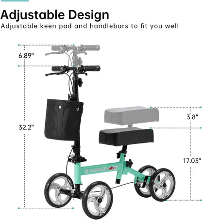 ELENKER Knee Scooter with Basket Dual Braking System for Ankle and Foot Injured (Green) Medical Supplies & Equipment Mobility & Daily Living Aids Mobility Aids & Equipment Rollators & Accessories Rolling Walkers Walkers