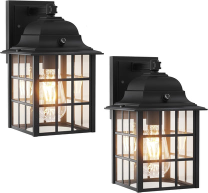 Dusk to Dawn Outdoor Wall Lights Aluminum Anti-Rust Exterior Light Fixture Wall Black Porch Lights Outdoor Wall Sconces Sensor Outdoor Light Fixture Waterproof Outdoor Wall Lantern 2 Pack Lighting & Ceiling Fans Outdoor Lighting Porch & Patio Lights Tools & Home Improvement Wall Lights