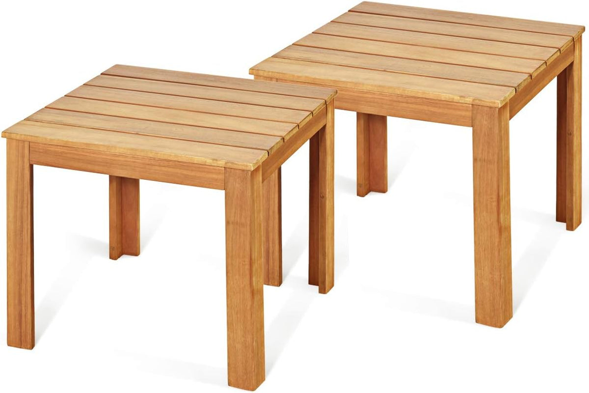 Giantex Outdoor Side Table Set of 2, Acacia Wood Adirondack Table W/Oil Finished, 220Lbs Weight Capacity, Square End Table for Patio, Backyard, Garden, Poolside & Balcony (2, Black) Lawn & Garden Patio Patio Furniture & Accessories Side Tables Tables