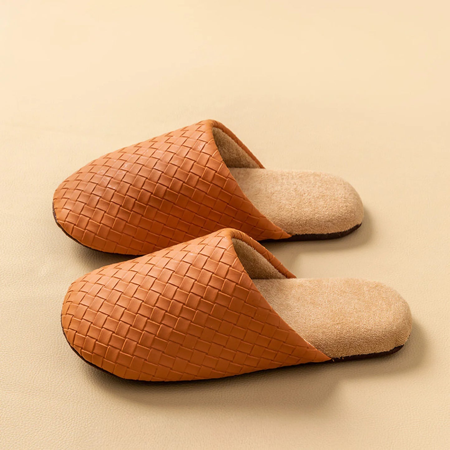 Plush Woven Texture Cotton House Slippers