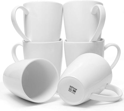 Amhomel Coffee Mugs Set of 6, Porcelain Mugs - 16 Ounce for Coffee, Tea, Cocoa, Cappuccino, Latte and Milk, Large Handle Design, Microwave and Dishwasher Safe, White & Saucers Cups Dining & Entertaining Glassware & Drinkware Home & Kitchen Kitchen & Dining Mug Sets Mugs