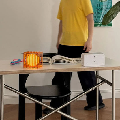 Textured Caged Resin Sphere Lamp