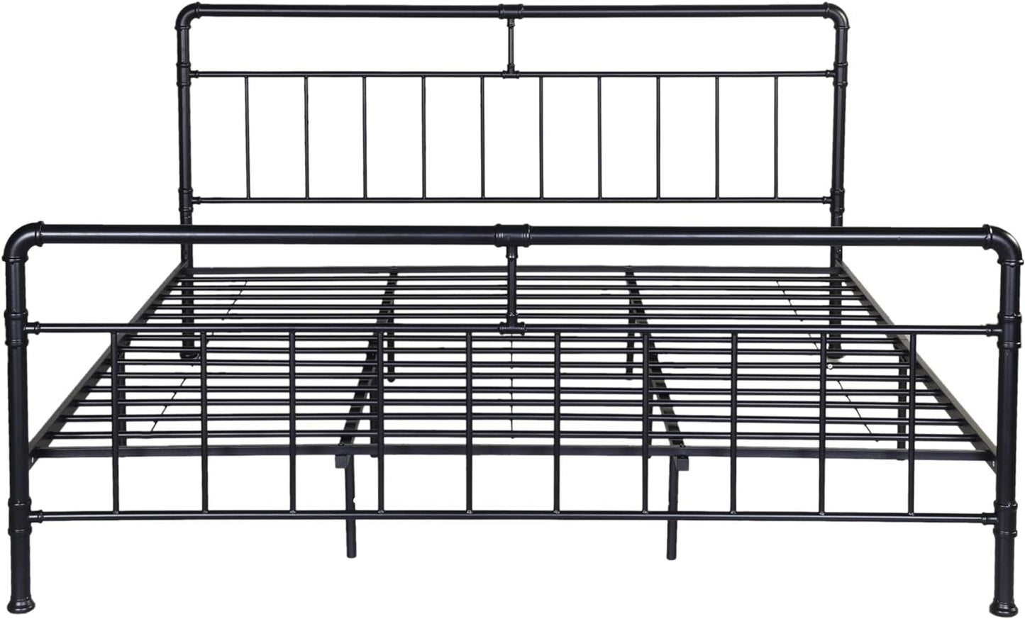 Christopher Knight Home Sally King-Size Iron Bed Frame, Minimal, Industrial, Flat Black Bedroom Furniture Beds Frames & Bases Furniture Home & Kitchen