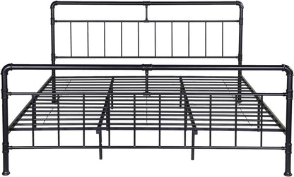 Christopher Knight Home Sally King-Size Iron Bed Frame, Minimal, Industrial, Flat Black Bedroom Furniture Beds Frames & Bases Furniture Home & Kitchen