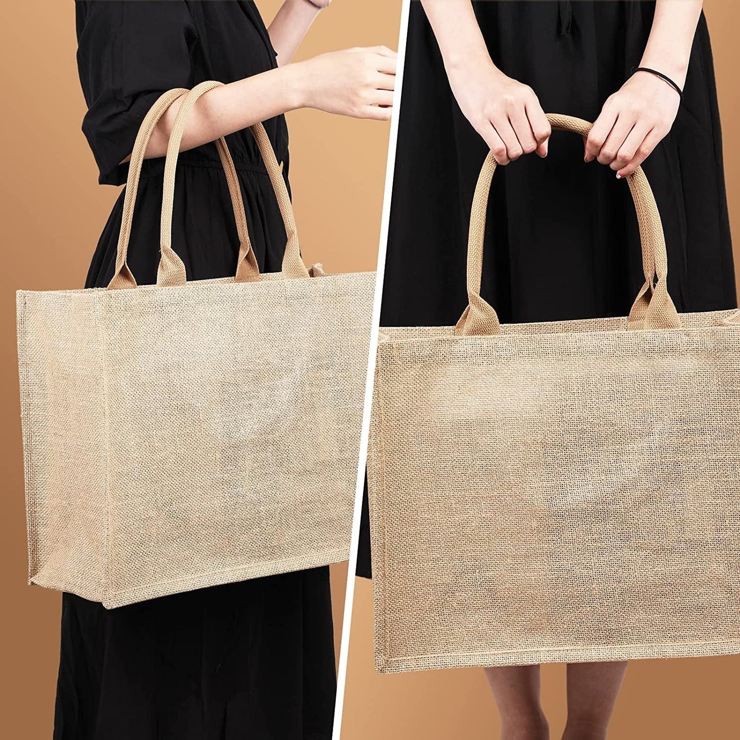 Shappy 10 Pieces Jute Burlap Tote Bags Reusable Burlap Shopping Bags with Handles Blank Totes for Women Shopping Market Grocery Beach Trip DIY Bags，16.5 X 7.25 X 13 Inches, Khaki Home & Kitchen Kitchen & Dining Luggage & Bags Reusable Grocery Bags Shopping Totes Storage & Organization Travel & To-Go Food Containers