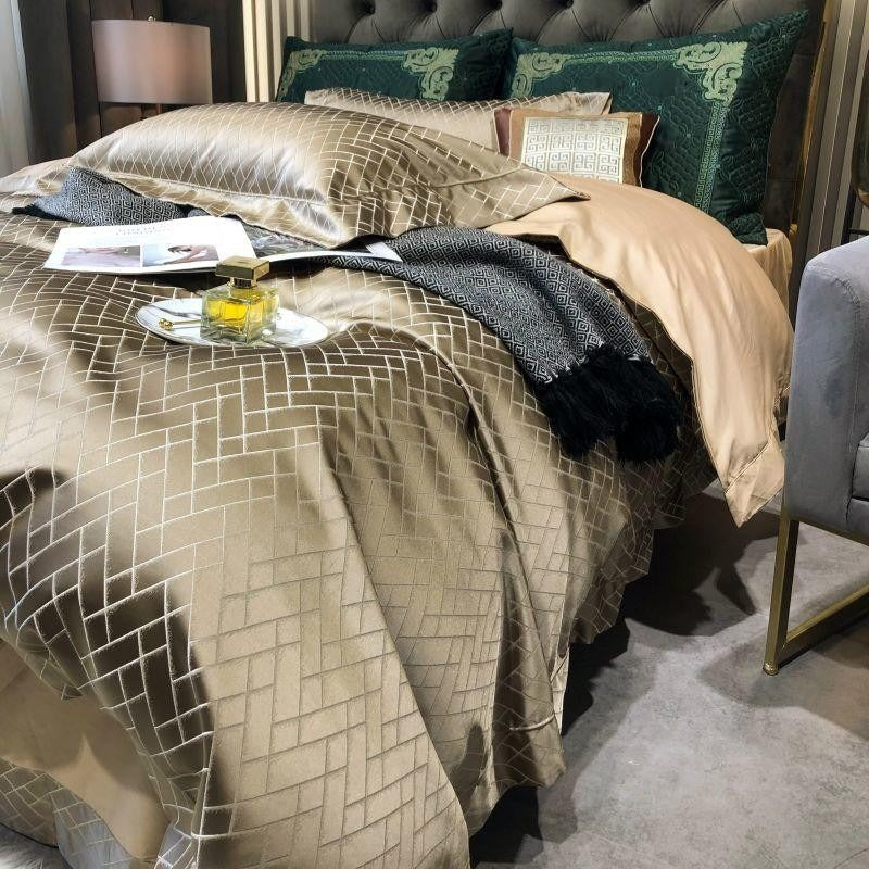 Talia Gold Cotton Satin Bedding Set