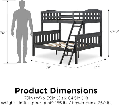 DHP Airlie Twin-Over-Full Bunk Bed with Ladder, Grey Bedroom Furniture Beds Frames & Bases Furniture Home & Kitchen