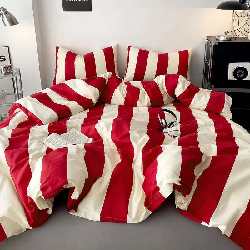 Soft Bold Stripe Cotton Bedding Set
