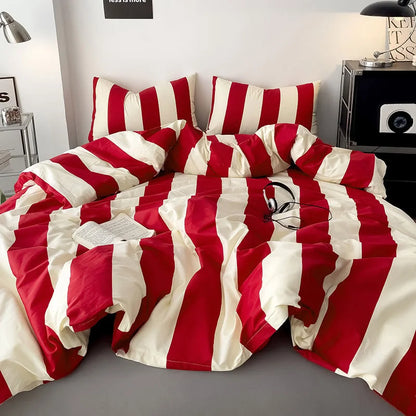 Soft Bold Stripe Cotton Bedding Set