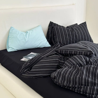 Soft Washed Striped Cotton Bedding Set