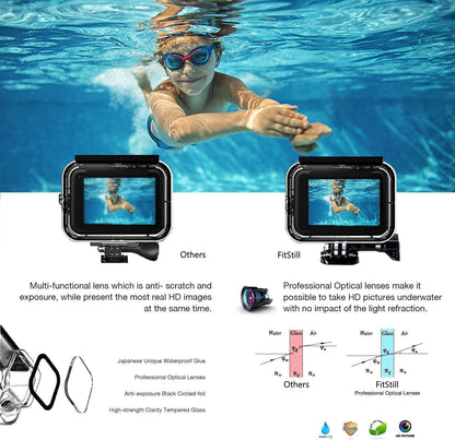 Fitstill 60M/196FT Waterproof Case for Go Pro Hero12 Black/Hero11 Black/Hero10 Black/Hero9 Black,Protective Underwater Diving Housing Shell with Accessories for Hero12/11/10/9 Black Action Camera Camera & Photo Electronics Housings Underwater Photography