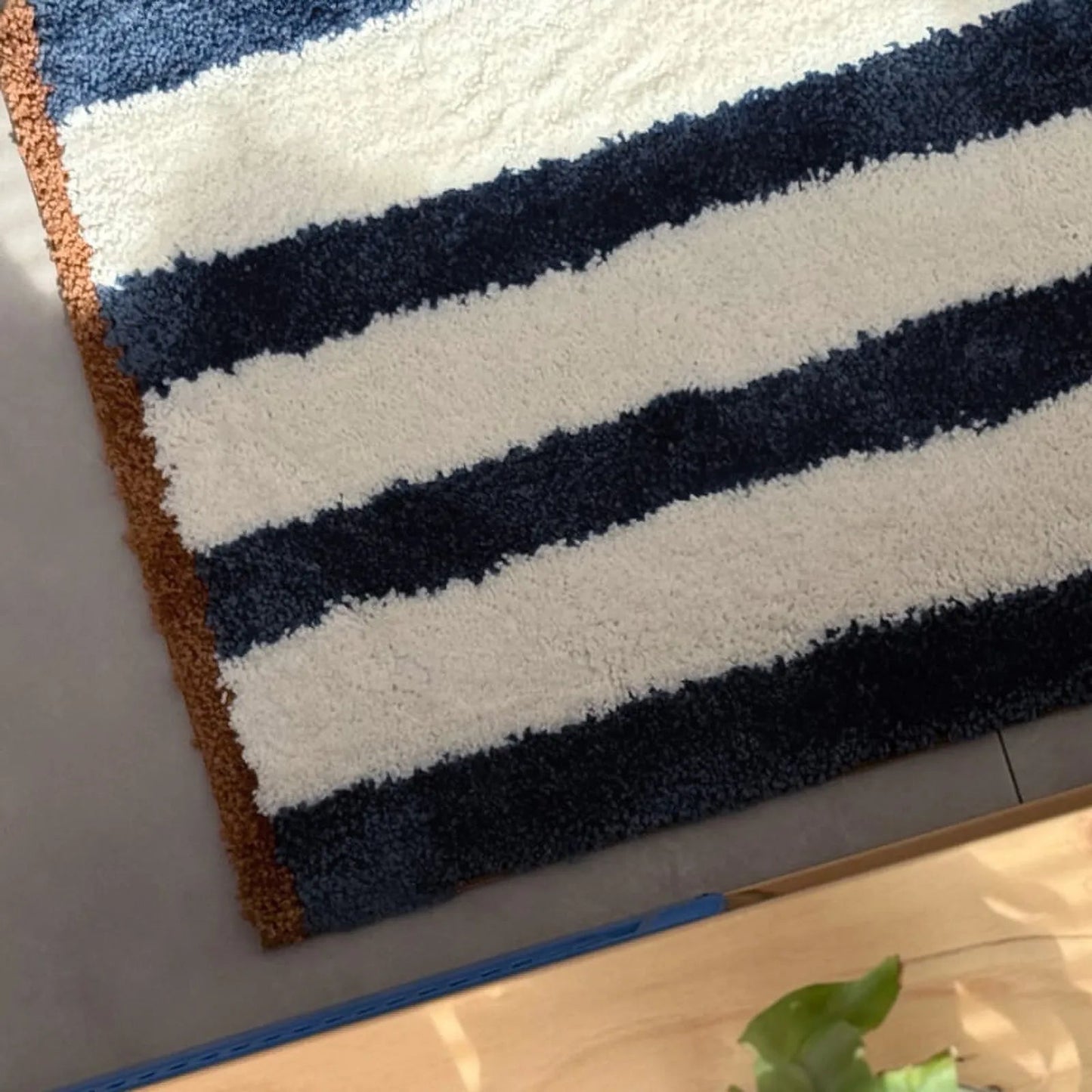 Plush Shaggy Striped Polyester Accent Rug