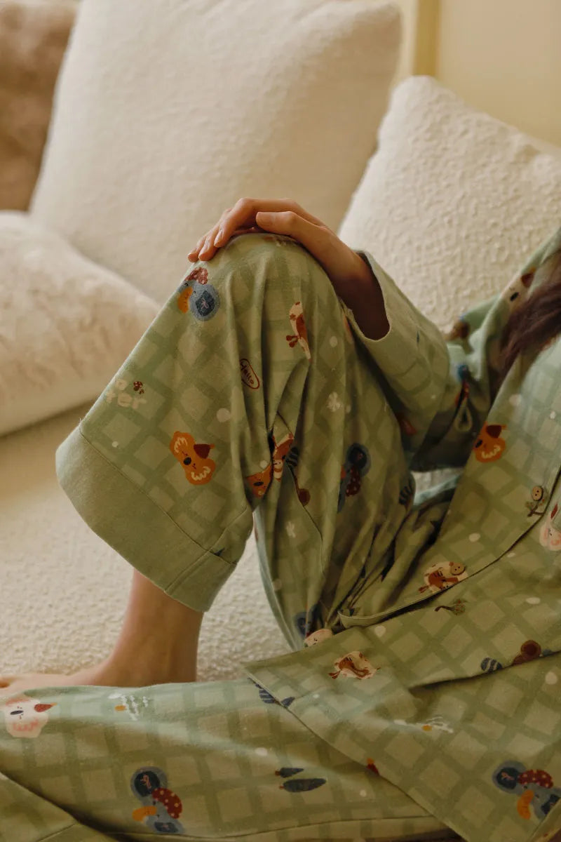 Soft Koala Plaid Washed Cotton Pajama