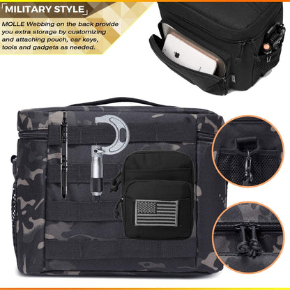 DBTAC Tactical Lunch Bag for Men Women, 12 Cans Insulated Lunch Box for Adult | 9L Leakproof Lunch Cooler Tote for Work Office Outdoor Travel | Soft Easy to Clean Liner X2, Black Camo Home & Kitchen Kitchen & Dining Lunch Bags Storage & Organization Travel & To-Go Food Containers