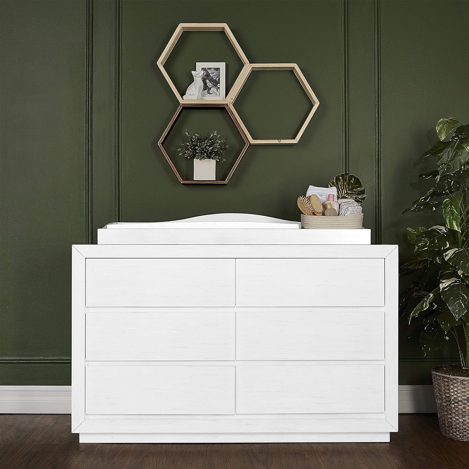 Evolur Maddox Double Dresser, Weathered White Bedroom Furniture Dressers Furniture Home & Kitchen