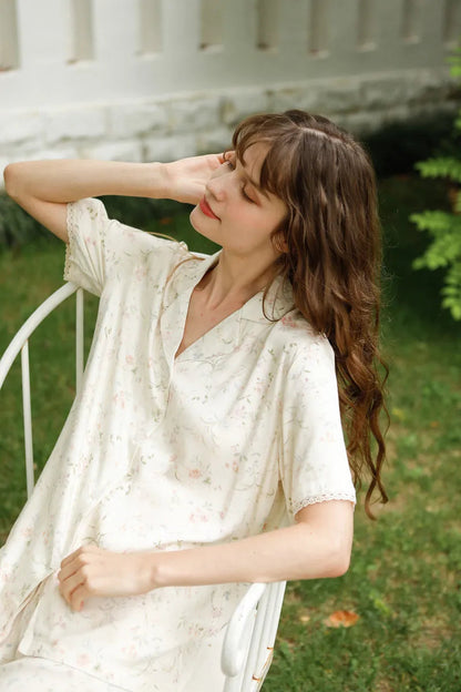 Silky Dainty Floral Cotton Sateen Pajama