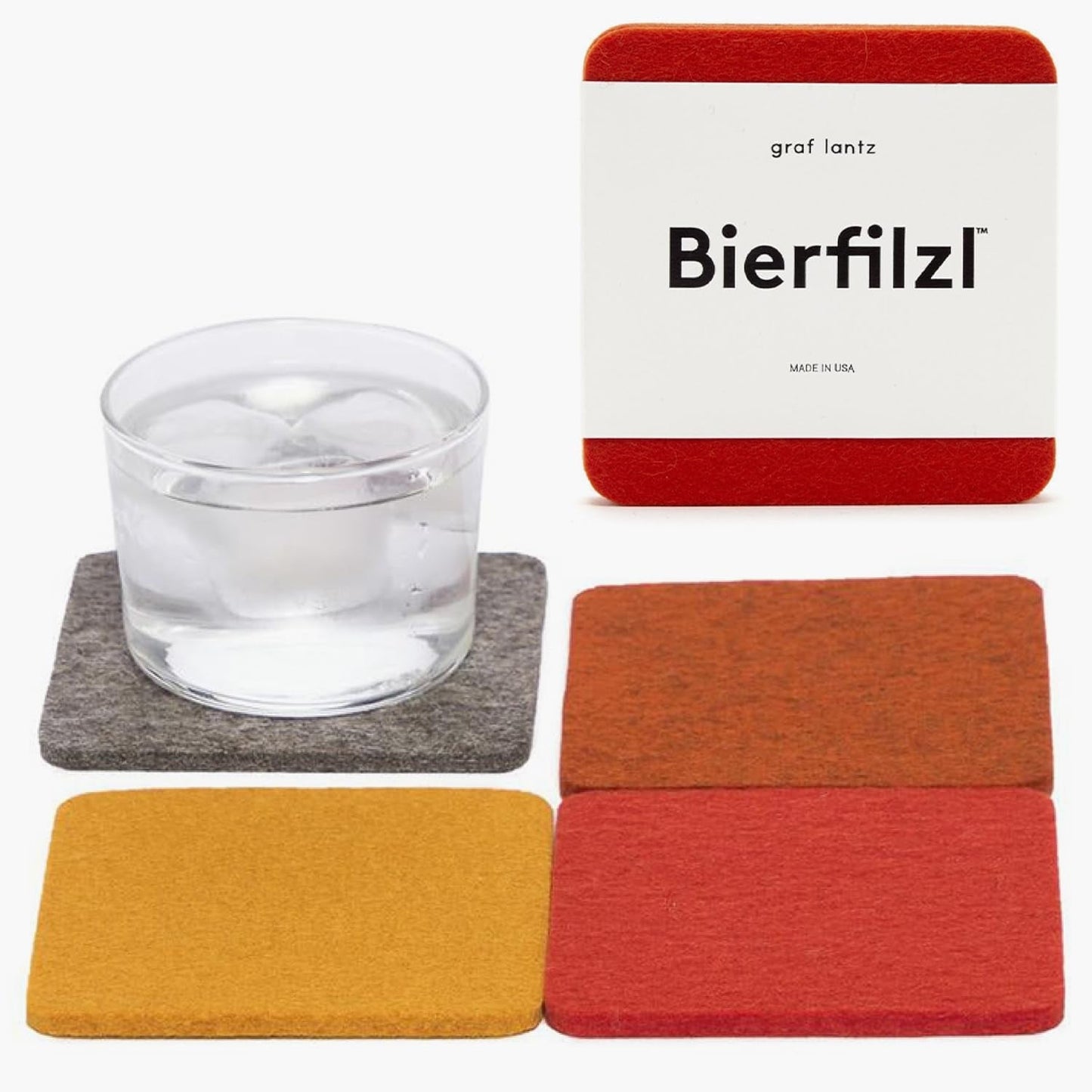 Graf Lantz - Bierfilzl Felt Coasters - Square - 100% Merino Wool - Moisture Wicking - Heat Resistant - Sustainable - Home Decor - Housewarming Gift - 4 Coaster Set - 4" X 4" X 5 Mm - Forest Bar Tools Bar Tools & Drinkware Coasters Dining & Entertaining Home & Kitchen Kitchen & Dining