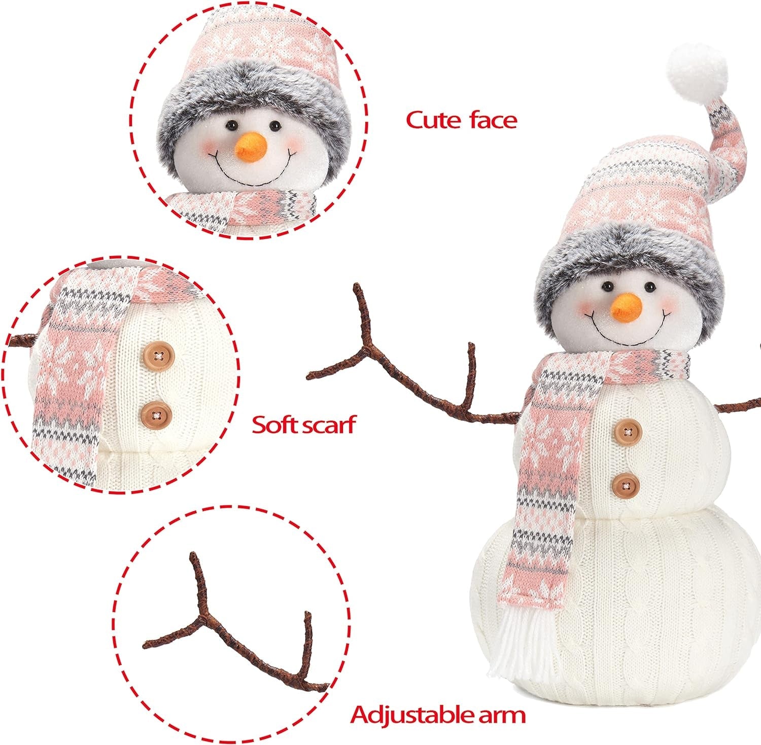 Christmas 2023 Animated Snowman Decorations, Xmas Handmade Plush Ornaments for Indoor, Home and Holiday, Present for Family and Friends Collectible Dolls Home & Kitchen Home Décor Accents Home Décor Products