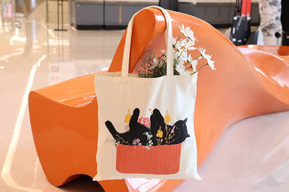 Fertkxsi Canvas Tote Bag Cute Cat Book Totes of Reusable Grocery Tote Bag for Shopping Travel Lunch Bags for Girls Women Home & Kitchen Kitchen & Dining Luggage & Bags Reusable Grocery Bags Shopping Totes Storage & Organization Travel & To-Go Food Containers