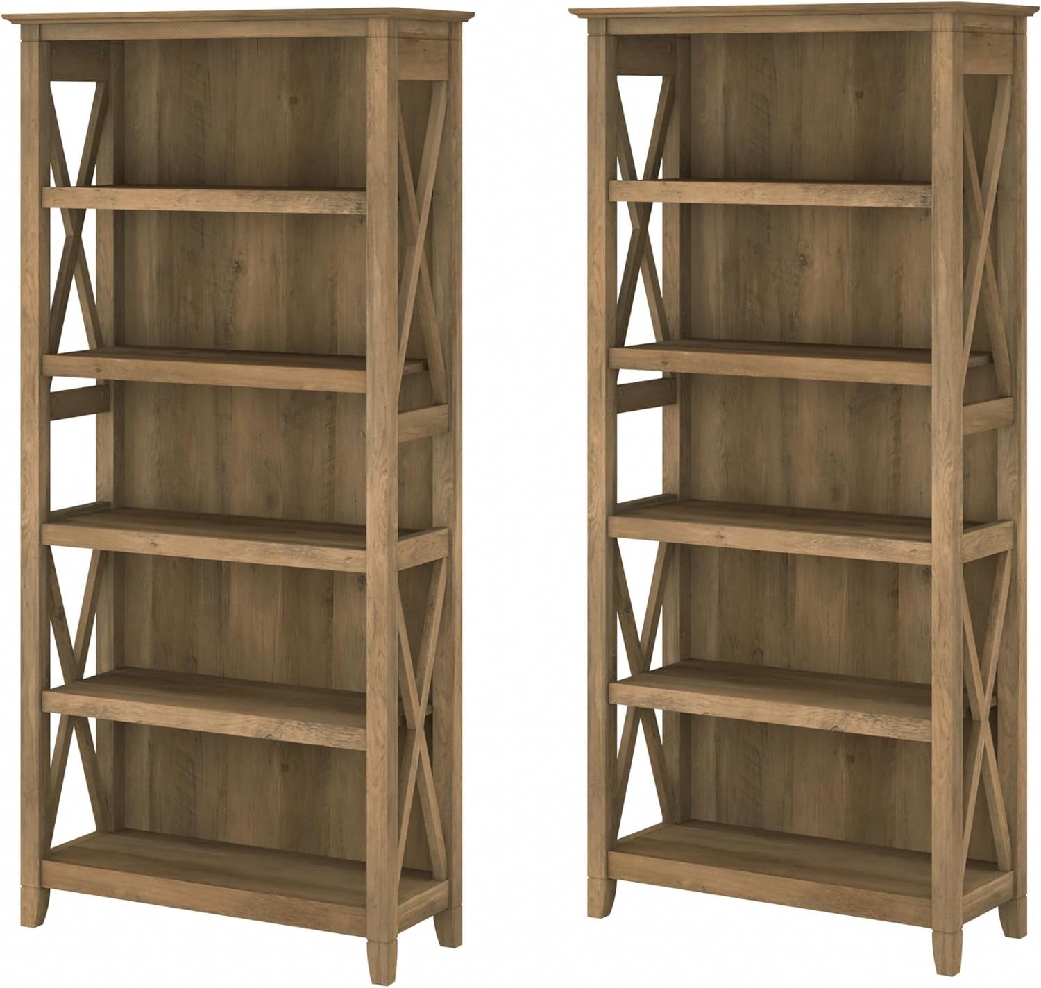 Bush Furniture 046CG Key West 5-Shelf 66-Inch H Bookcase Set, Cape Cod Gray Bookcases Furniture Home & Kitchen Home Office Furniture