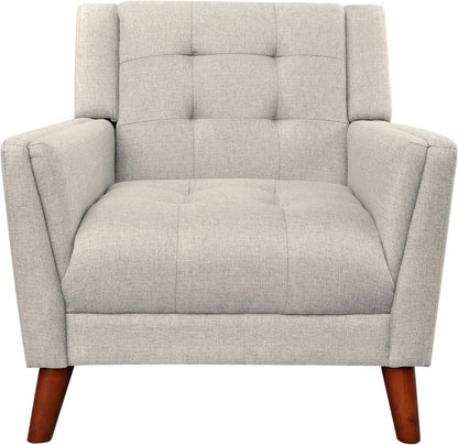 Christopher Knight Home Evelyn Mid Century Modern Fabric Arm Chair and Loveseat Set, Beige, Walnut Furniture Home & Kitchen Living Room Furniture Living Room Sets