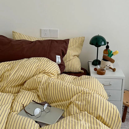 Soft Pinstripe Washed Cotton Bedding Set