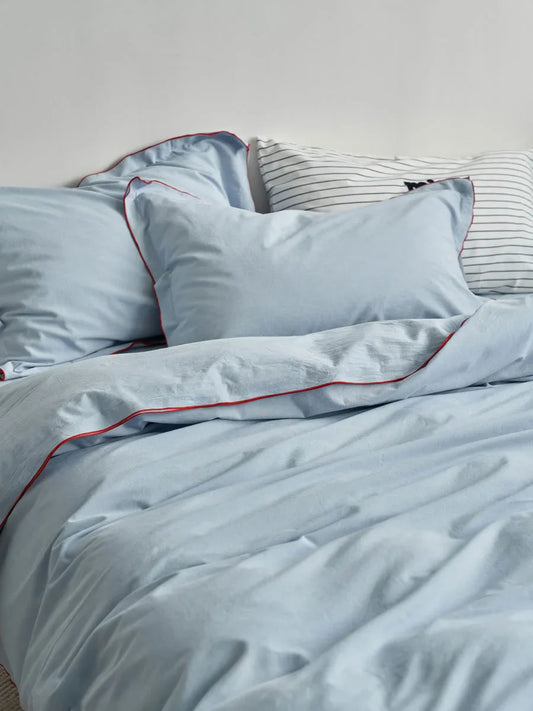 Soft Ruffle Trim Washed Cotton Bedding Set