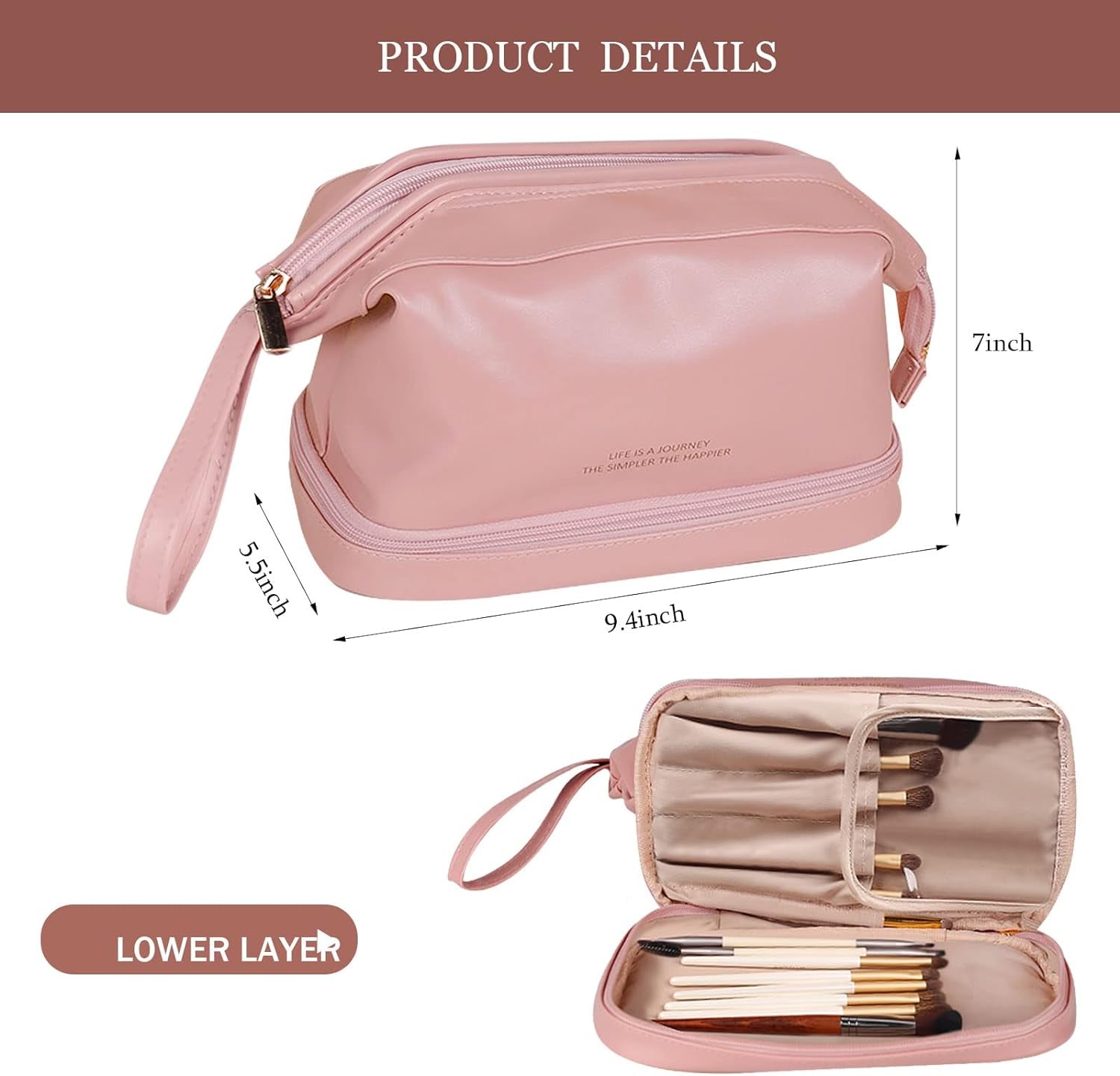 Abiudeng Large Makeup Bag,Double Layer Cosmetic Bag,Travel Makeup Bag,Leather Makeup Bag, Cosmetic Travel Bags,Portable Leather Toiletry Bag,Roomy Cosmetic Bag for Women and Girls Bags & Cases Beauty & Personal Care Cosmetic Bags Tools & Accessories