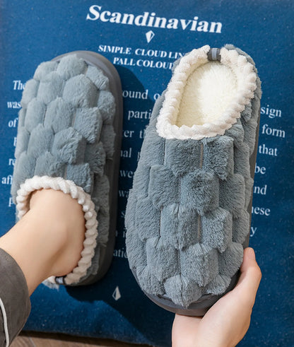 Plush Textured Cube Faux Fur House Slippers
