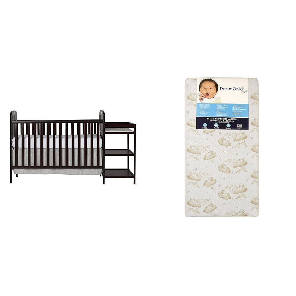 4 in 1 Full Size Crib and Changing Table Combo with Dream on Me Spring Crib and Toddler Bed Mattress, Twilight Baby Products Furniture Furniture Collections Nursery