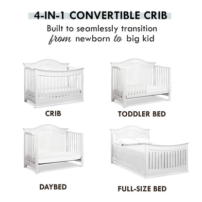 Davinci Meadow 4-In-1 Convertible Crib in White, Greenguard Gold Certified Baby Products Cribs Furniture Infant & Toddler Beds Nursery