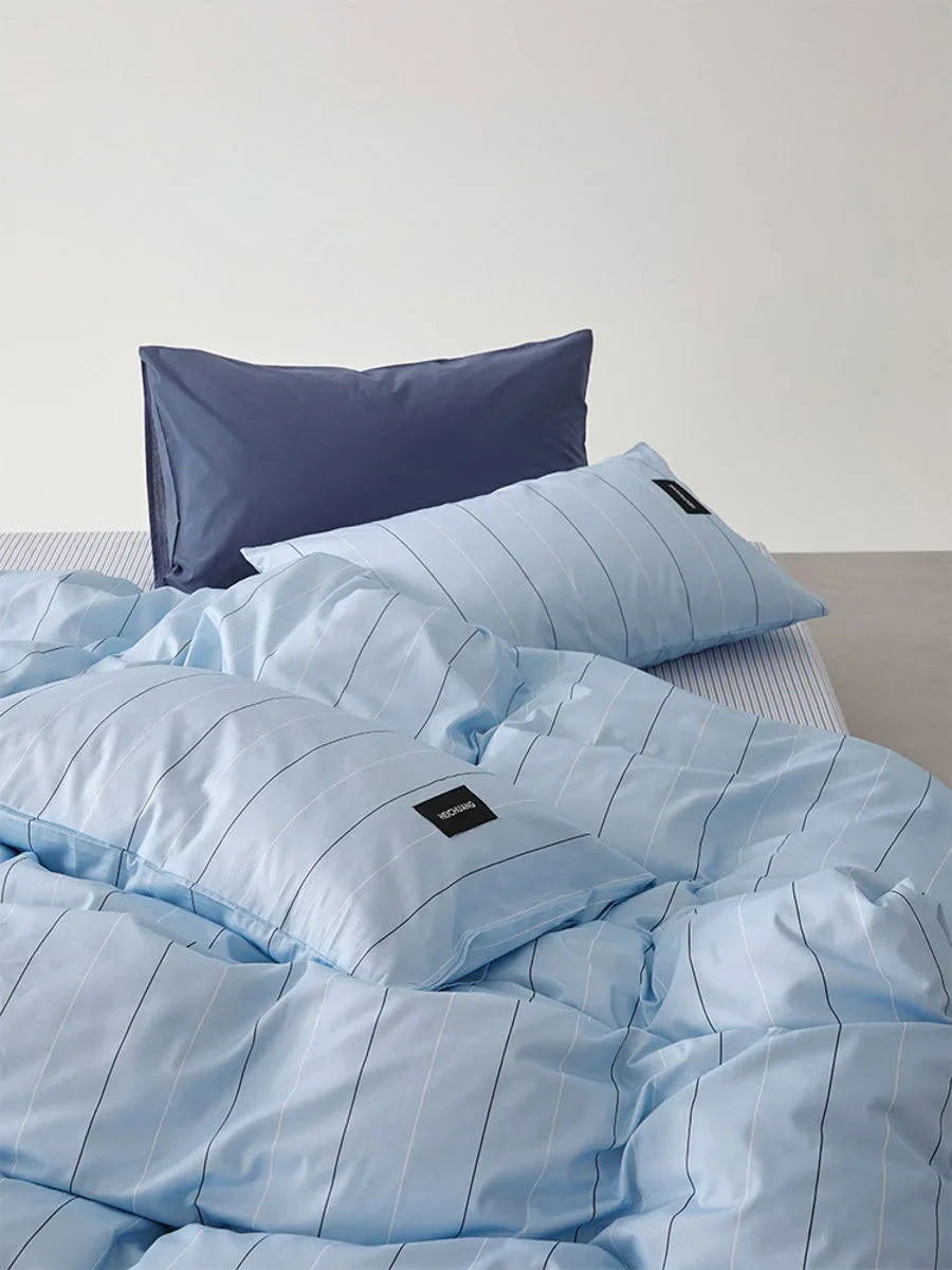 Crisp Pinstripe Washed Cotton Bedding Set