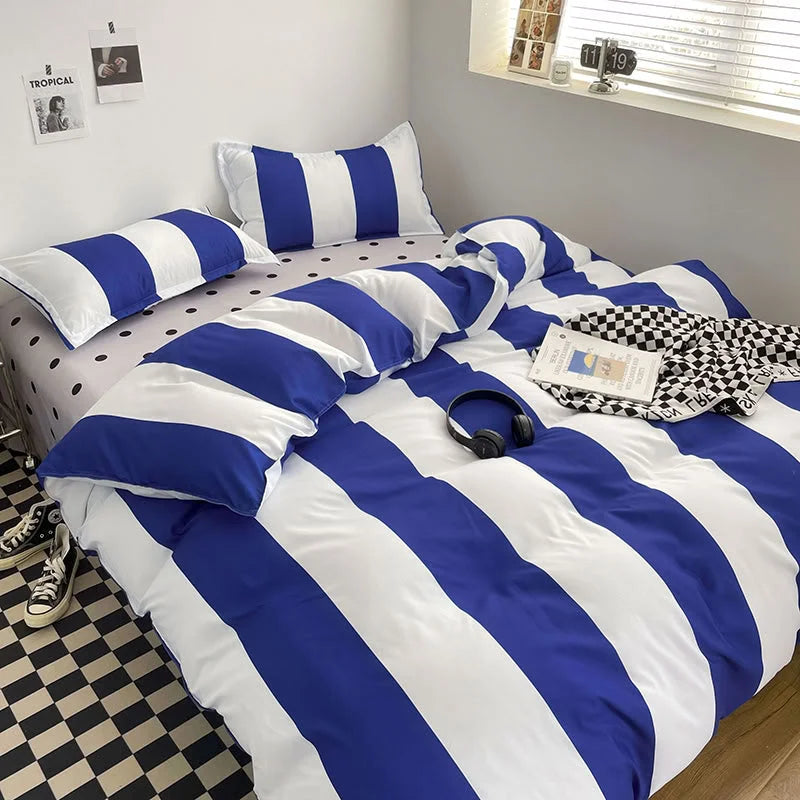 Soft Bold Stripe Cotton Bedding Set